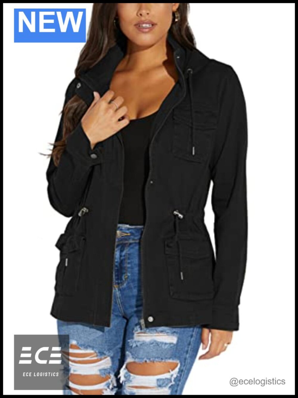 SheKiss Women's Camo Zip-Up Casual Jacket Lightweight Utility